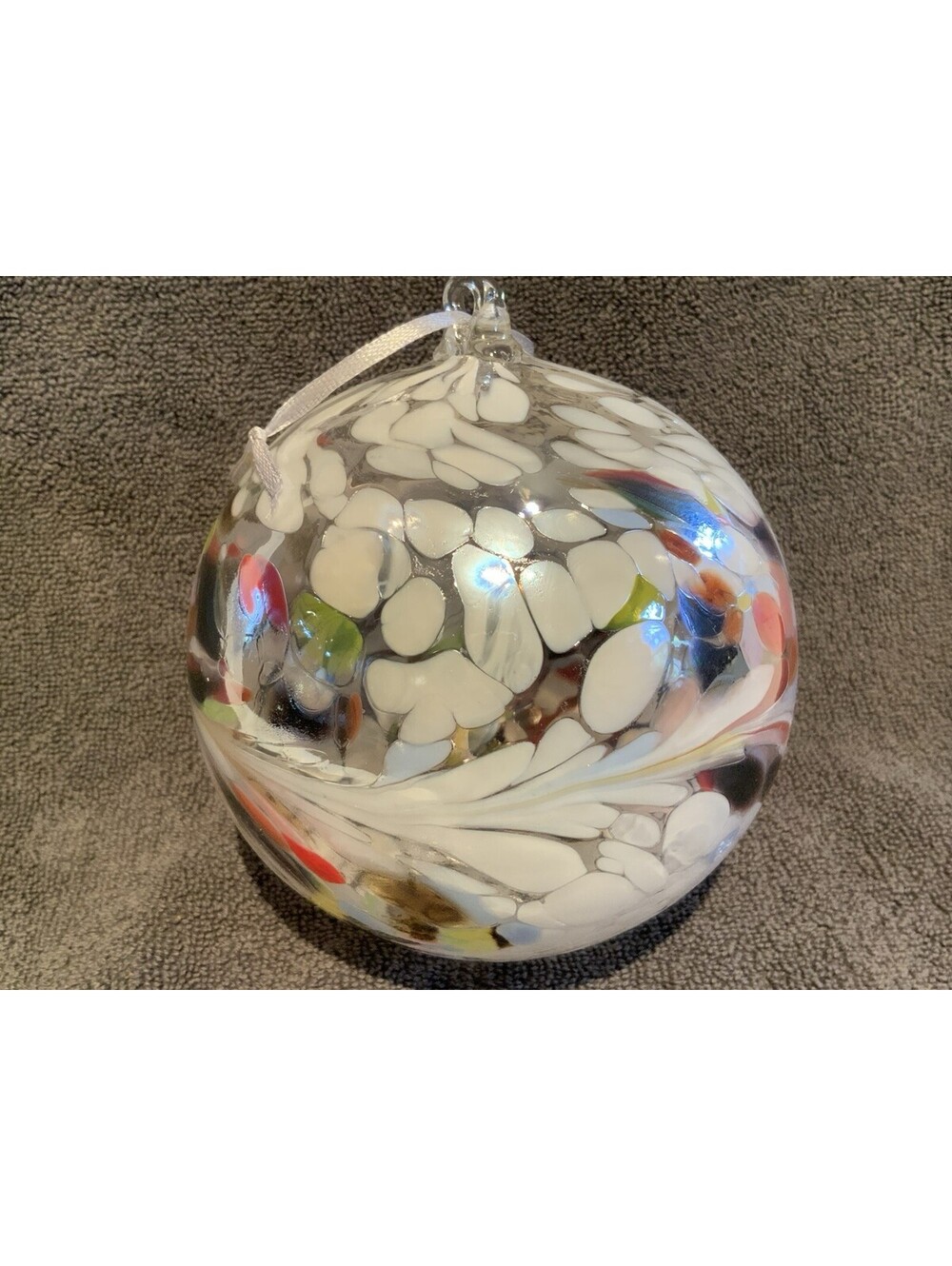 Hand Blown Colorful 5” Mosaic Art Glass Ball Ornament